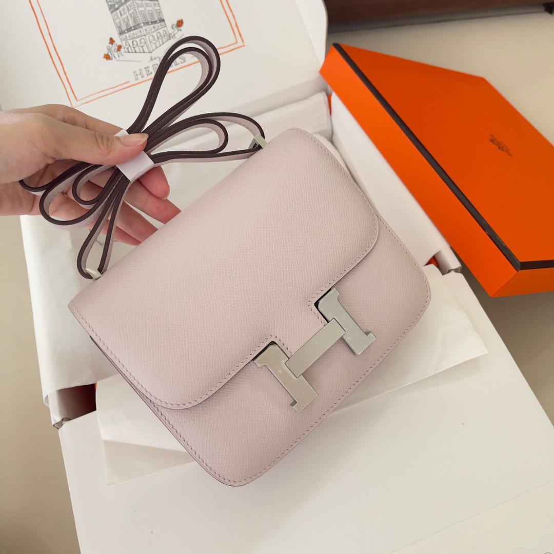 Hermes Constance 18 Mini Shoulder Bag In Rose Eglantine Epsom Leather